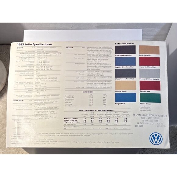 1983 Volkswagen Jetta Sales Brochure Original w/ Specifications Canada - Picture 2 of 9